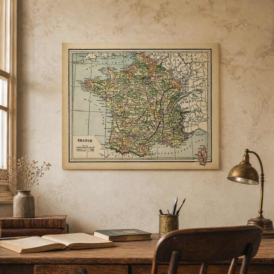 Affiche Carte de France Vintage - ITEM MURAL