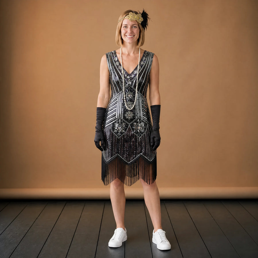 Bandeau Charleston Doré avec Plumes Noires - VETEMENT Studio FEMME