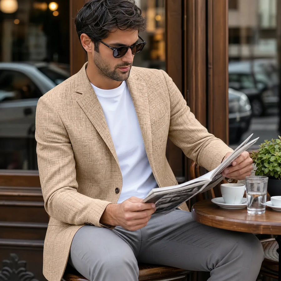 Blazer vintage ajusté à revers décontracté pour hommes - Utilisation GLOBALE