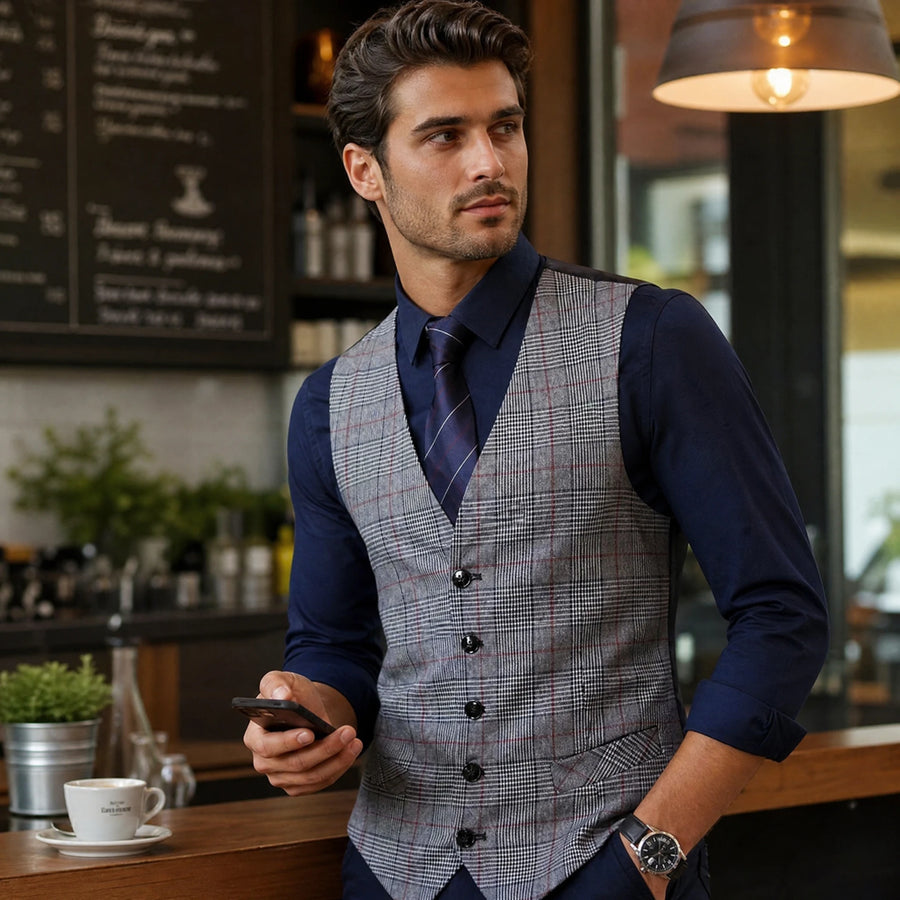 Gilet de costume à carreaux pour sorties - Utilisation GLOBALE