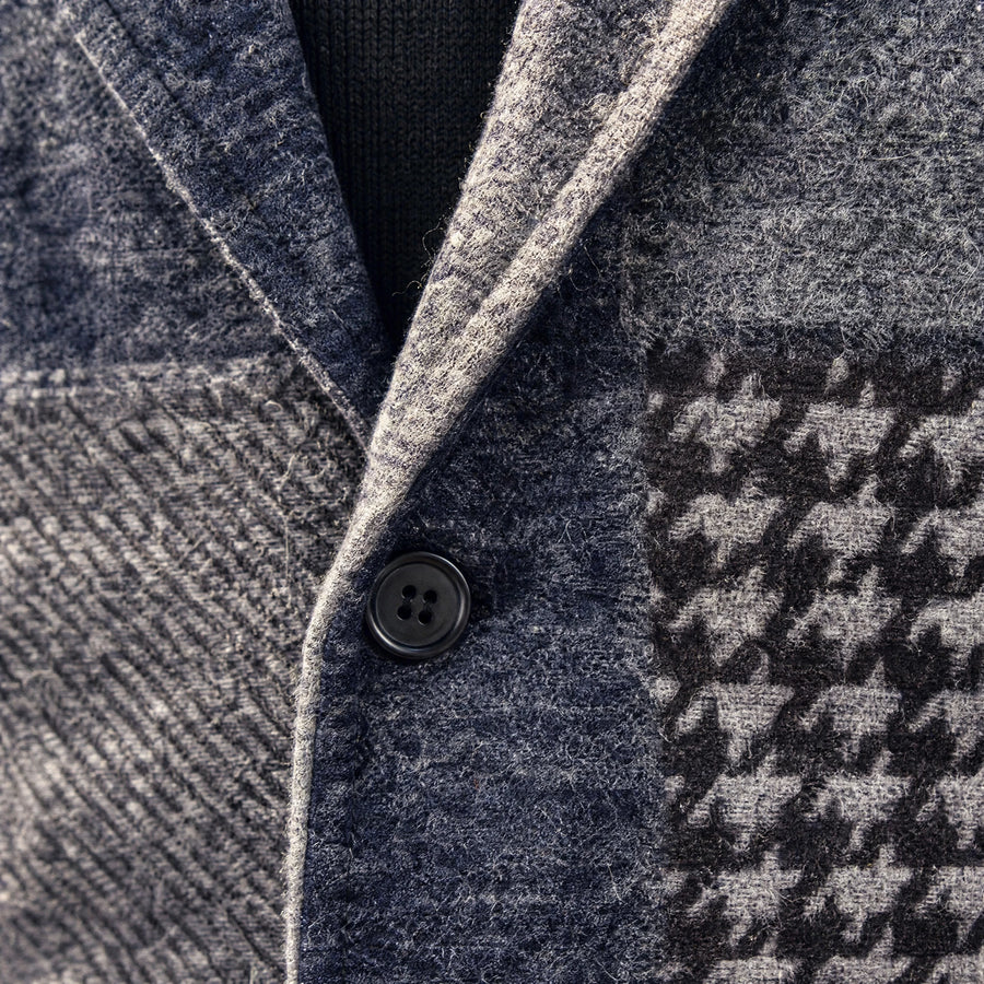 Gilet de costume slim color block vintage - close-up détail matière