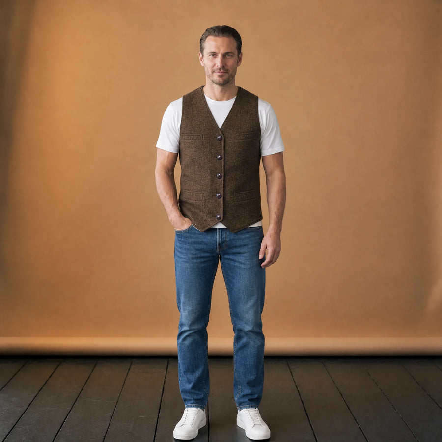 Gilet de costume vintage à col en V à chevrons - VETEMENT Studio HOMME