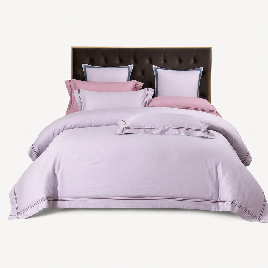 Housse de Couette Satin avec Passepoil Décoratif - Vert gazon / 1.2M / Drap plat … (4 tailles)