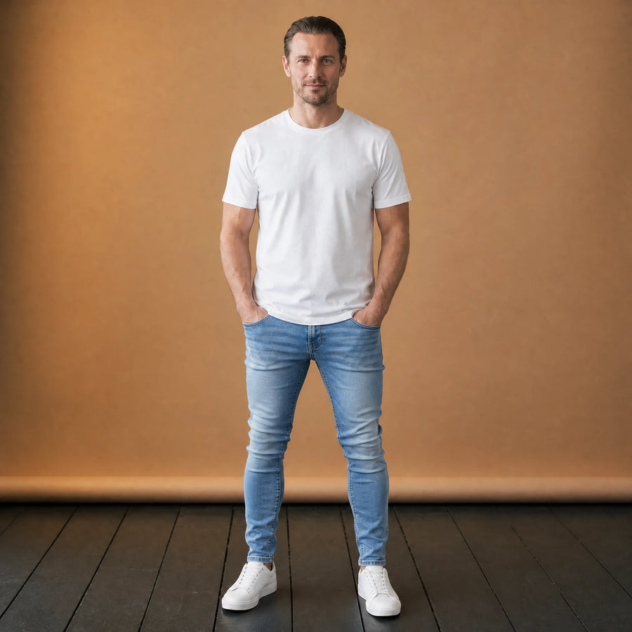 Jean crayon stretch couleur unie pour homme vintage - VETEMENT Studio HOMME