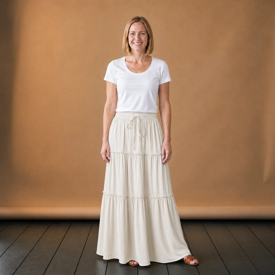 Jupe Longue Blanche Vintage Boheme Chic - VETEMENT Studio FEMME