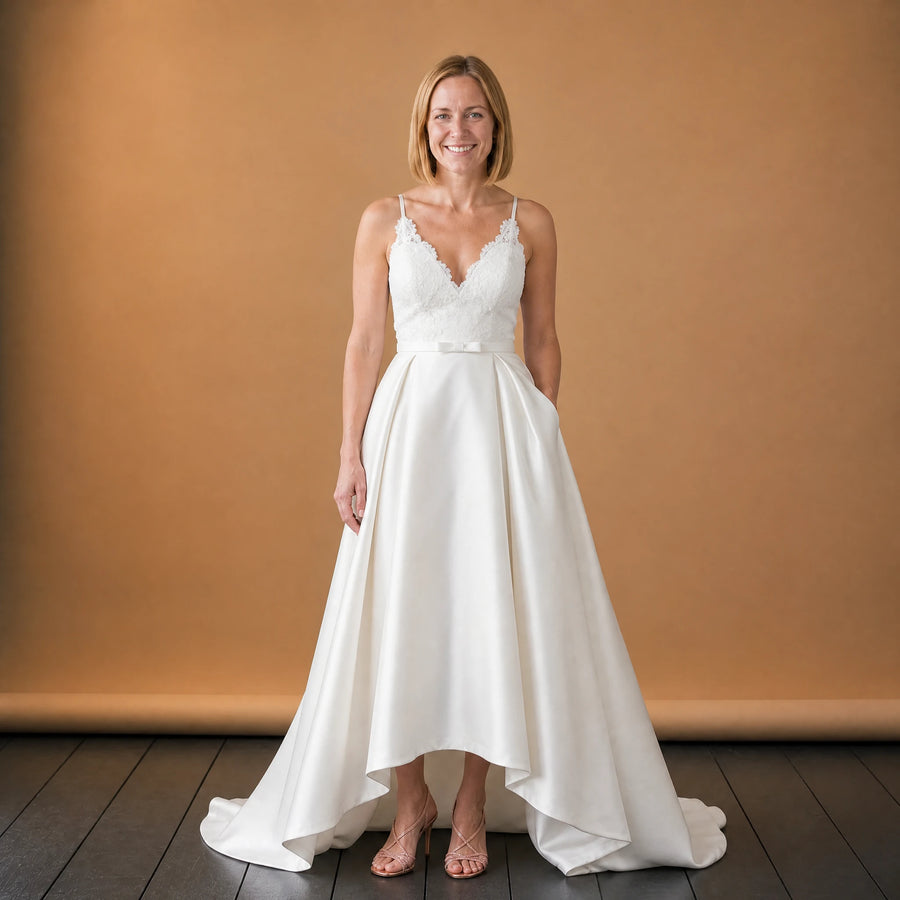Jupe Longue Vintage Satin Blanche - VETEMENT Studio FEMME