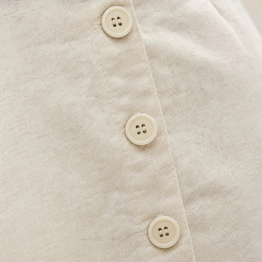 Jupe Mi Longue Boutonnée Devant Vintage - close-up détail matière