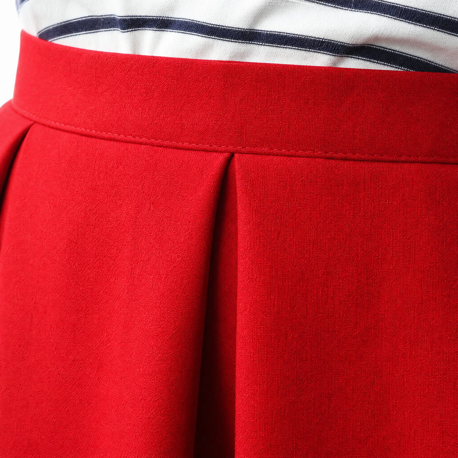 Jupe Mi Longue Rouge Rétro - close-up détail matière