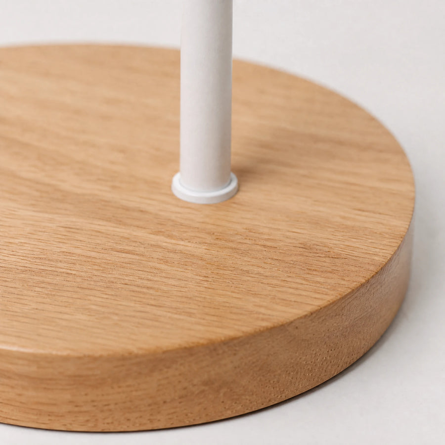 Lampe de Bureau Vintage à Socle Bois et Ampoule Apparente - close-up détail matière