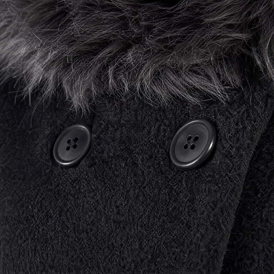 Manteau Hiver Vintage Femme Chic - close-up détail matière