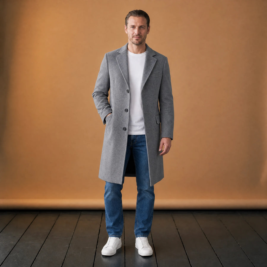 Manteau mi-long uni à revers crantés vintage - VETEMENT Studio HOMME