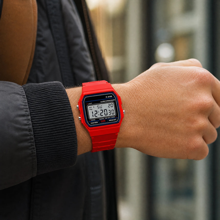 Montre Digitale Vintage LED Rouge Rétro - Utilisation GLOBALE