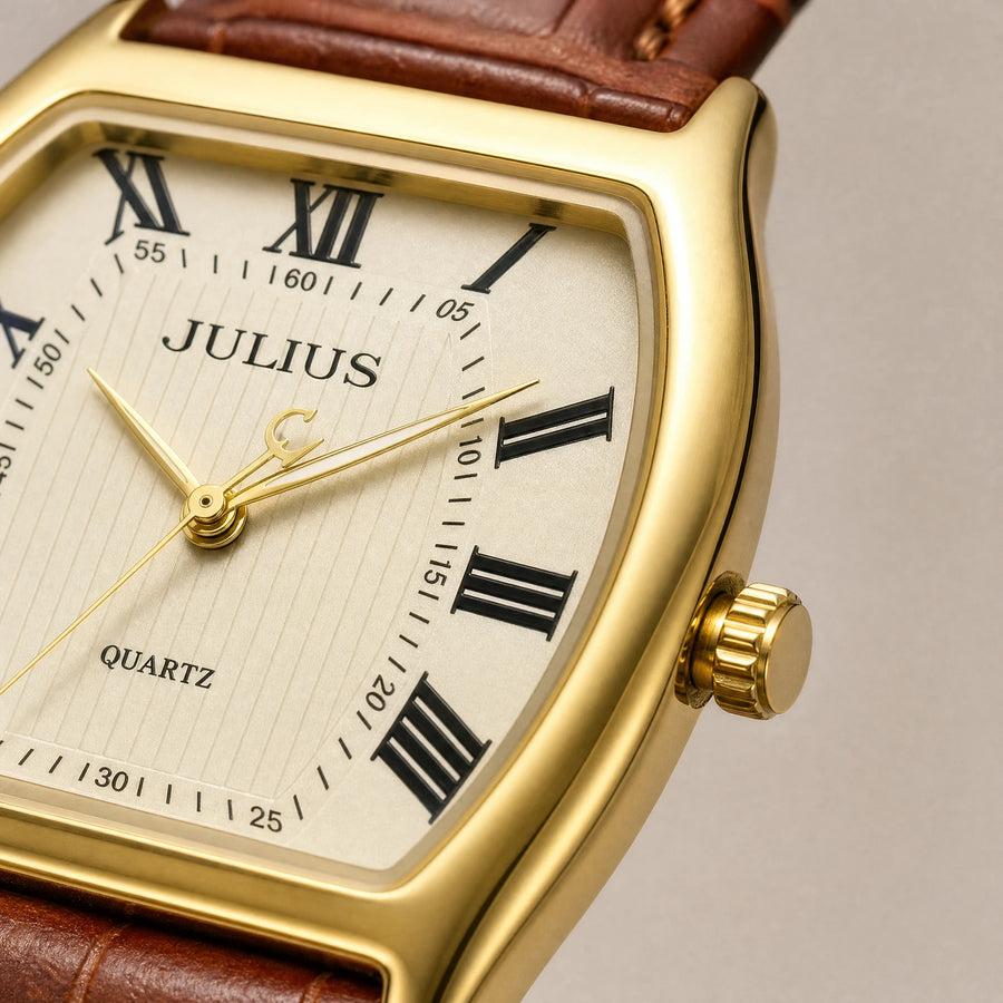 Montre Homme Cuir Rétro Année 80 - close-up détail matière