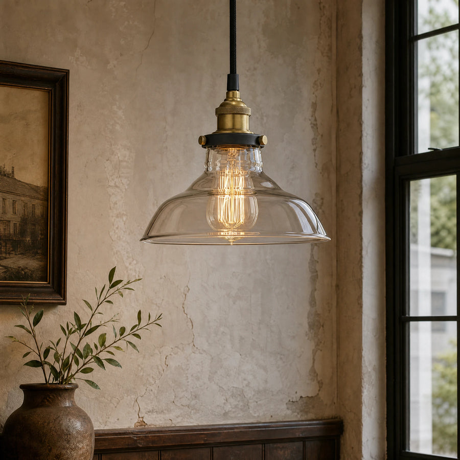 Suspension Vintage Verre et Laiton au Style Rétro - ITEM MURAL