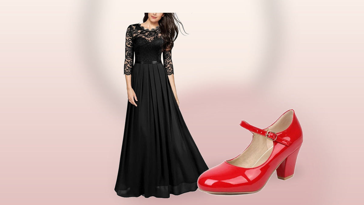 Robe noire et escarpin rouge pour composer un look inspiré d’Édith Piaf
