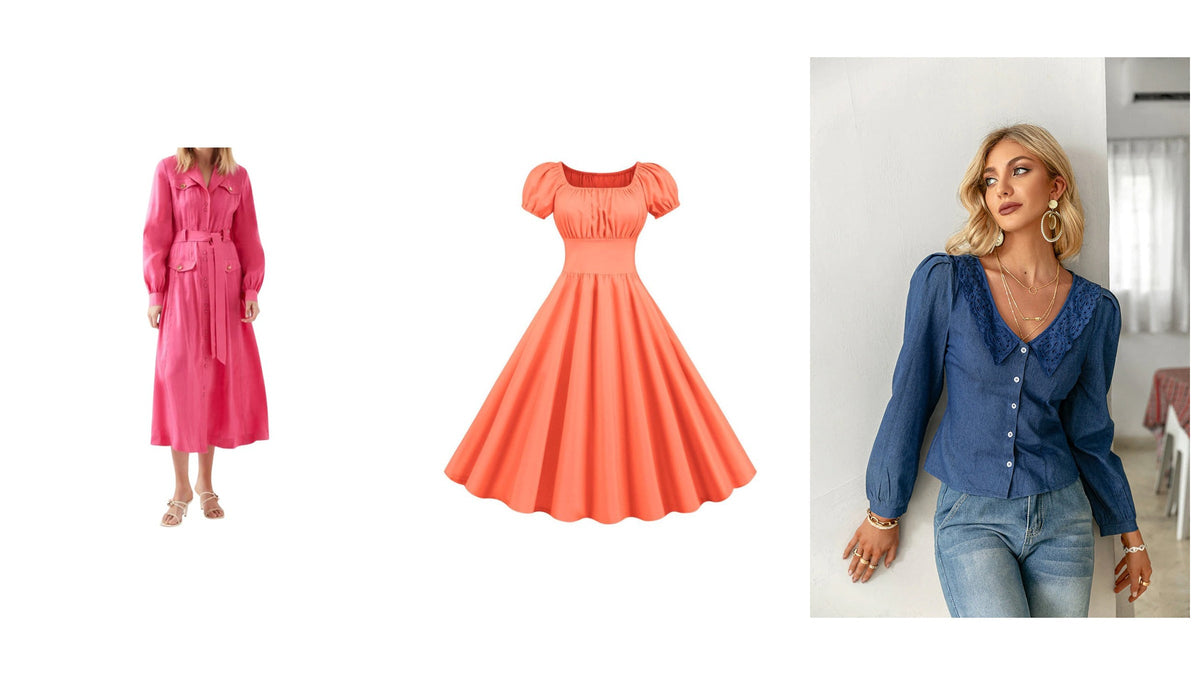 Trois silhouettes aux aplats rose, orange et bleu pour composer une tenue inspirée par la couleur chez Henri Matisse Imagen