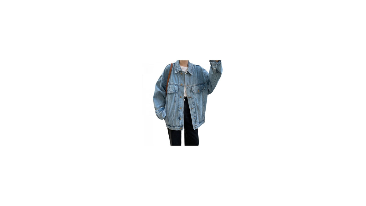 Veste en jean oversize au centre, point de départ d’un style rétro personnel Imagen
