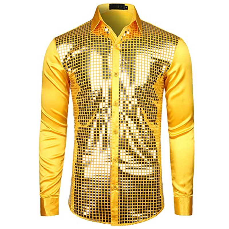 Chemise disco doree a paillettes Imagen
