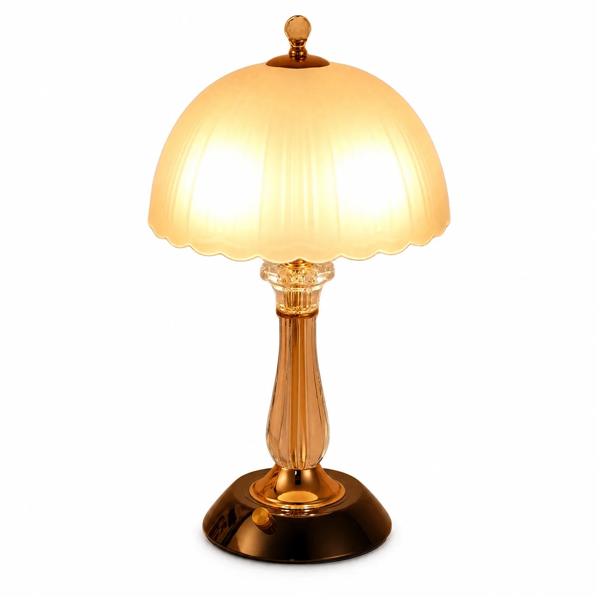 Lampe vintage à poser, abat-jour en verre ambré Imagen