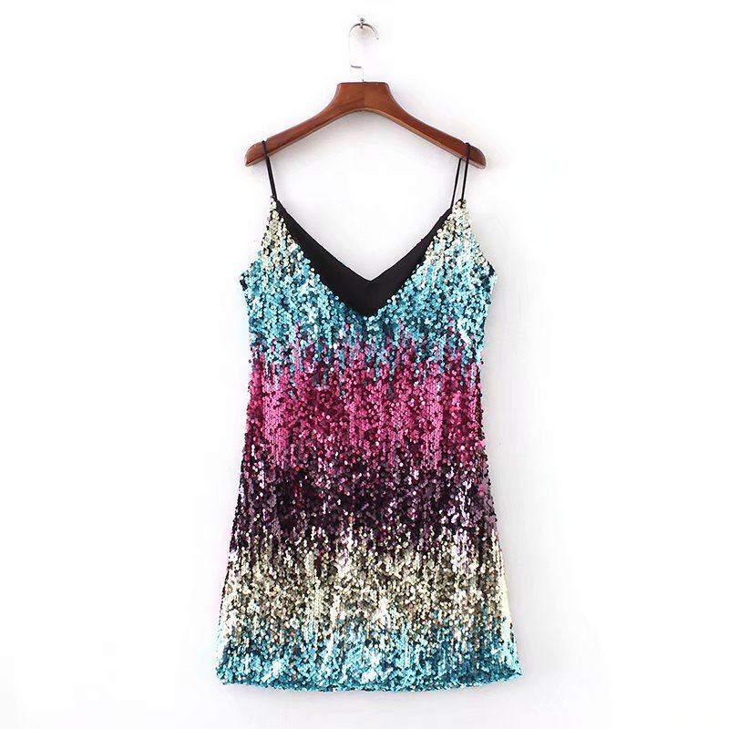 Multicolore-Robe-Femme-Disco