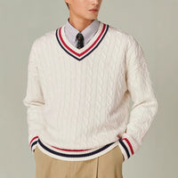 Suéter de cuello en V de tenis vintage para hombre