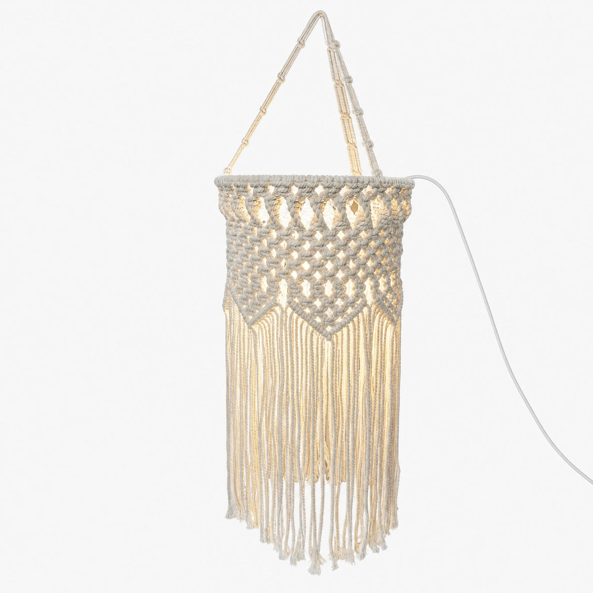 Abat-Jour Macramé Suspendu avec Franges Bohème - image principale