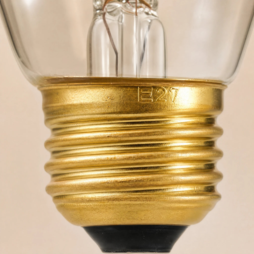 Ampoule filament vintage à incandescence E27 - close-up détail matière