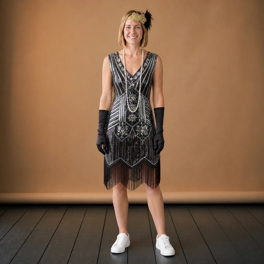 Bandeau Charleston Doré avec Plumes Noires - VETEMENT Studio FEMME