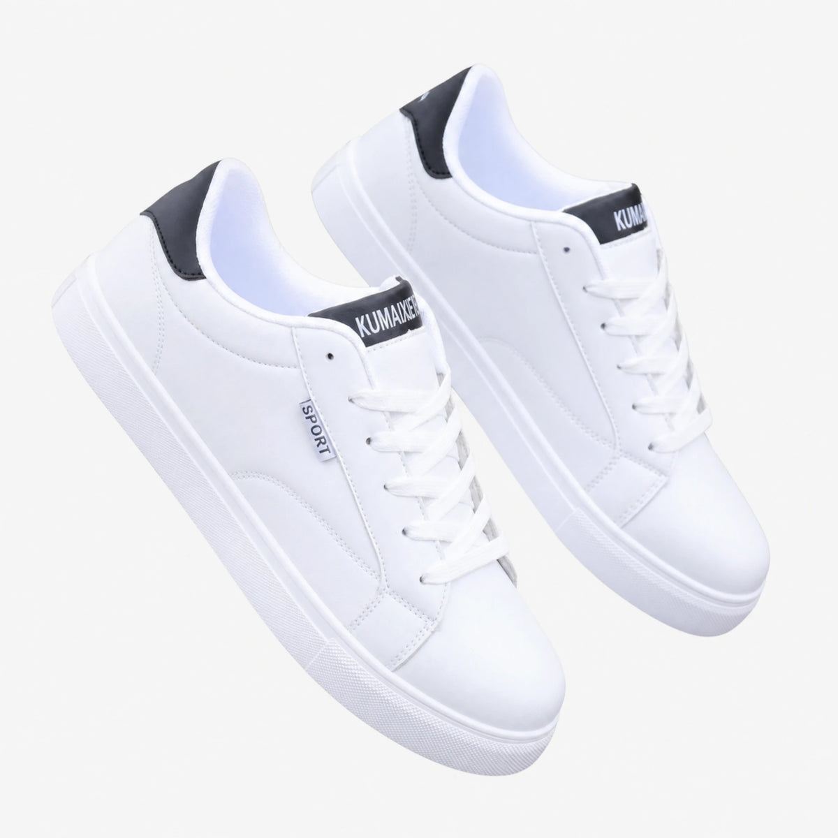 Basket Années 80 Blanches Cuir - Blanc Noir / 39 … (6 tailles)