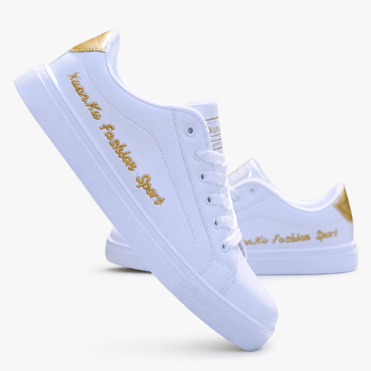 Basket Années 80 Blanches Cuir - Blanc Or / 39 … (6 tailles)