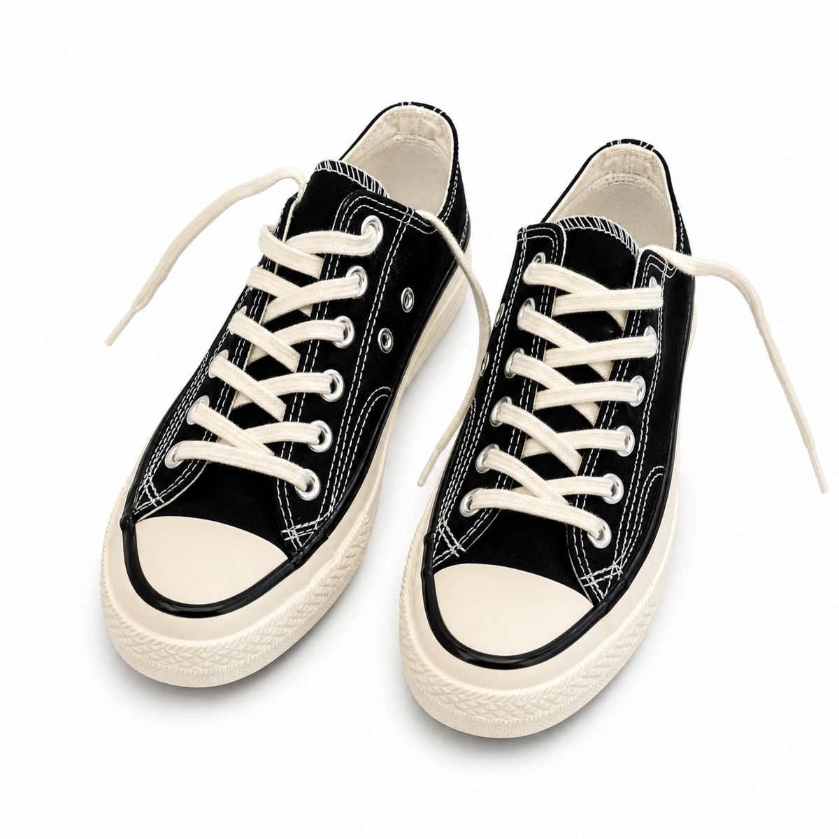 Baskets Toile Basses Lacets avec Bout Rond Caoutchouc - image principale