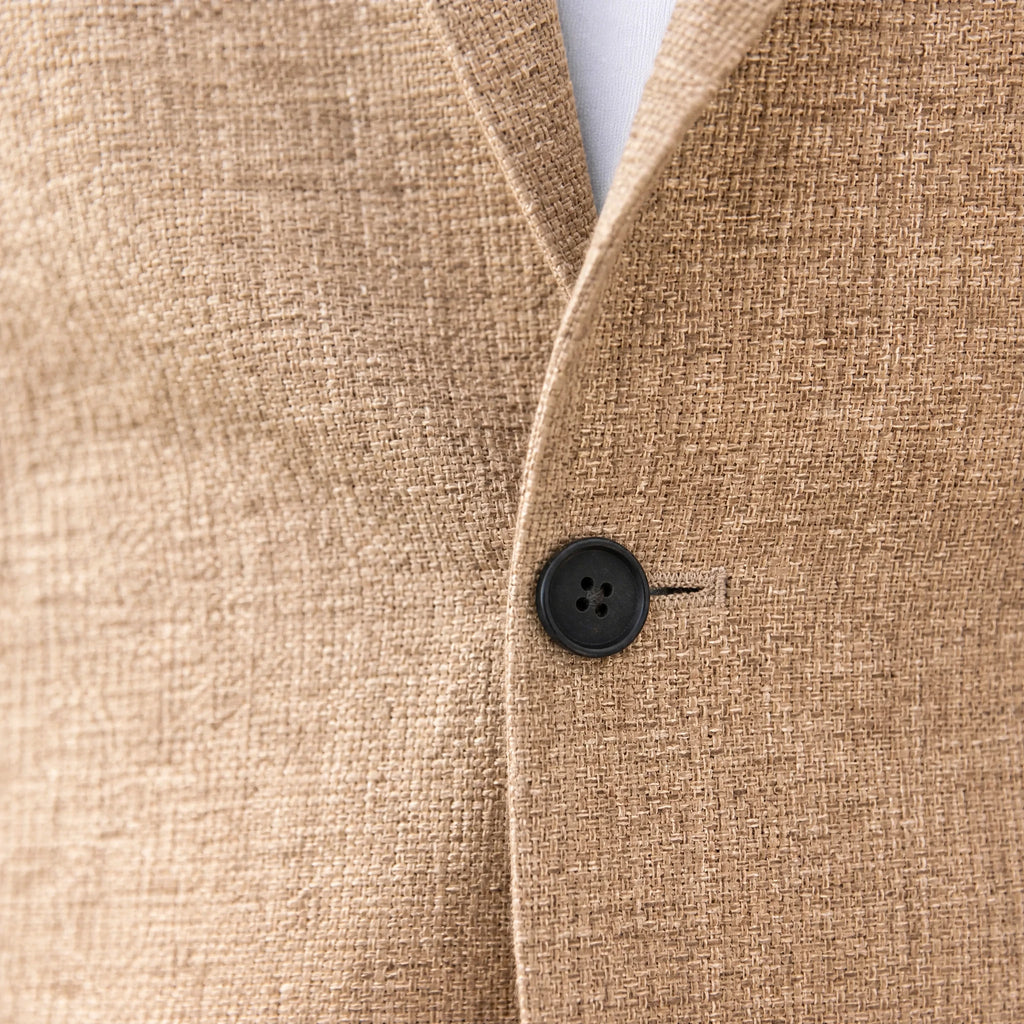 Blazer vintage ajusté à revers décontracté pour hommes - close-up détail matière