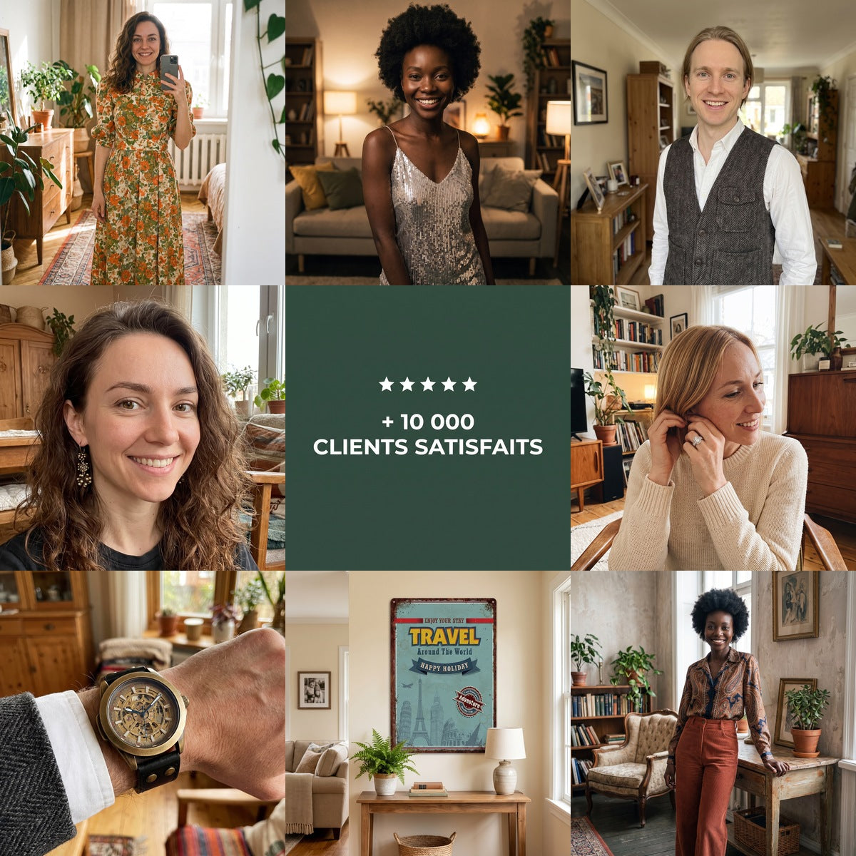 Collage clients Mode Vintage, satisfaction client Imagen