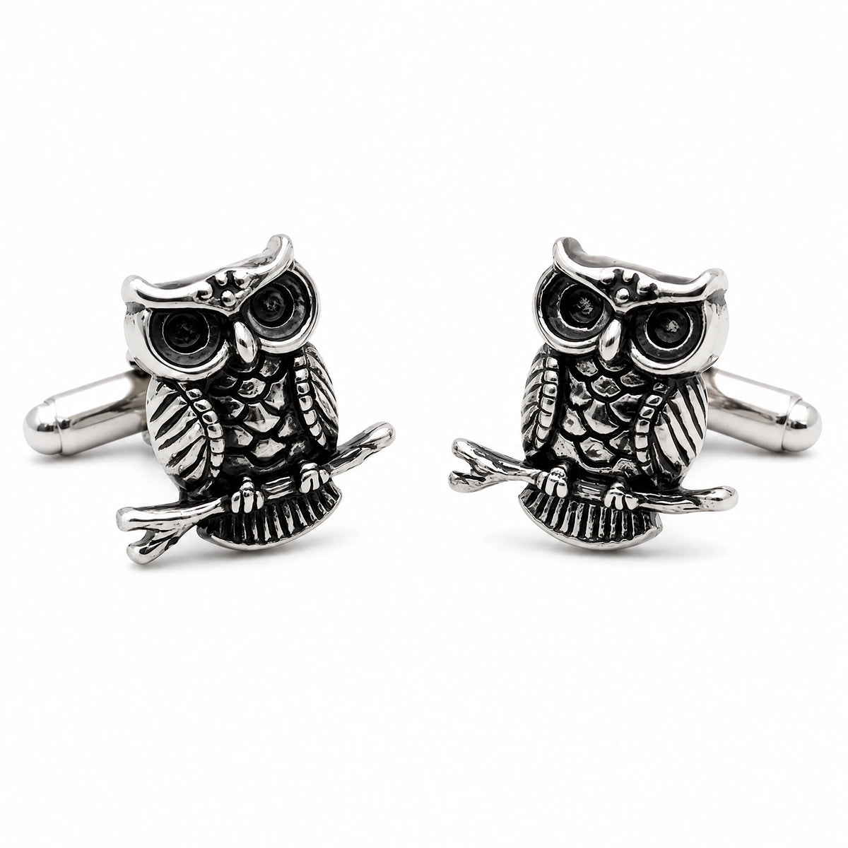 Boutons de manchette hibou en cuivre à finition vieillie - image principale