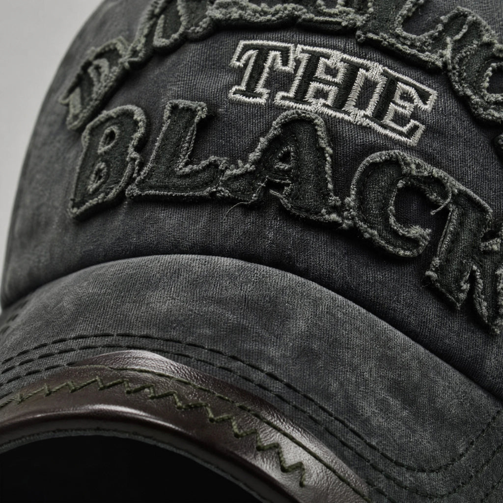 Casquette Vintage Noir - close-up détail matière