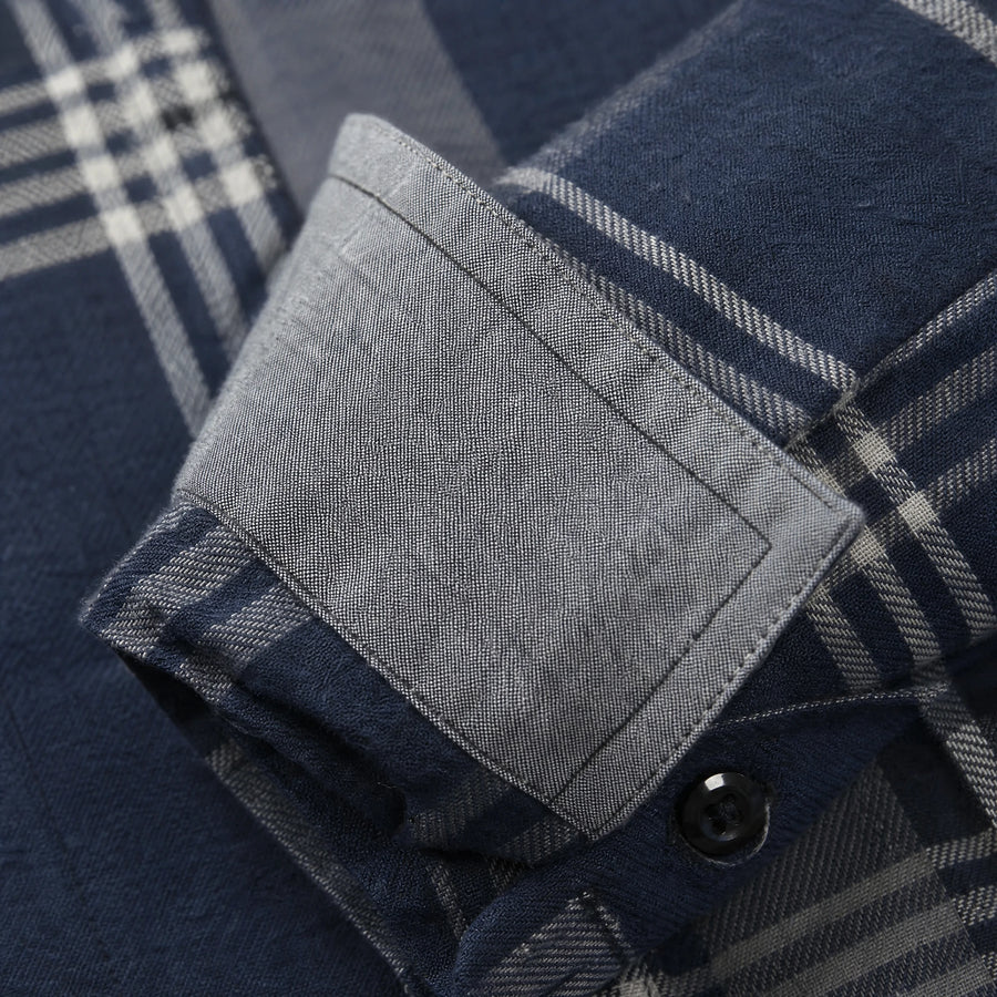 Chemise à Carreaux Manches Longues Homme Année 80 - close-up détail matière