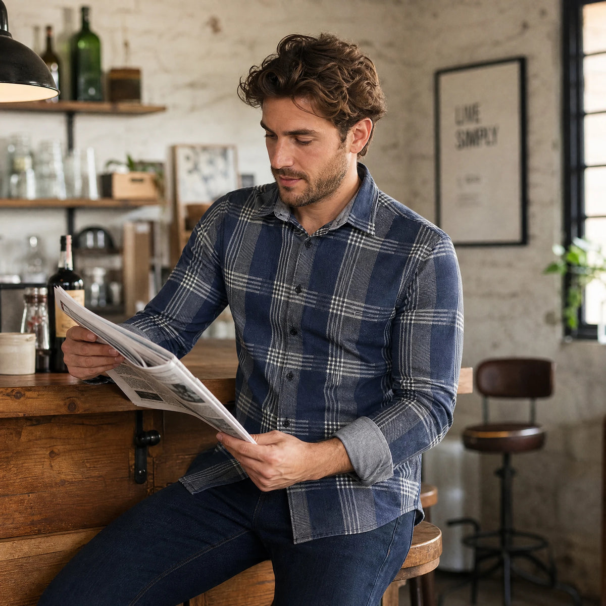 Chemise à Carreaux Manches Longues Homme Année 80 - Utilisation GLOBALE