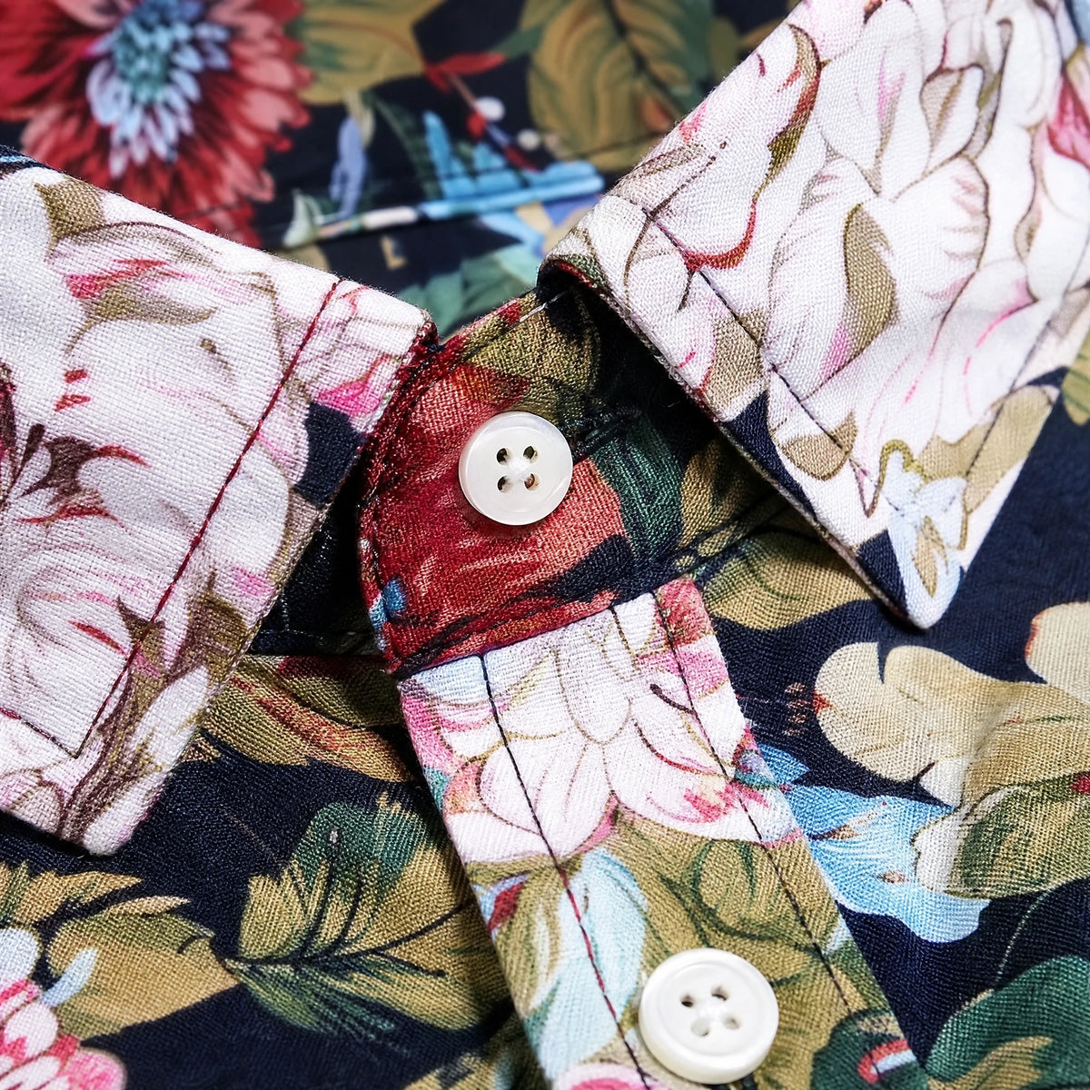 Chemise à Fleurs Homme Vintage - close-up détail matière
