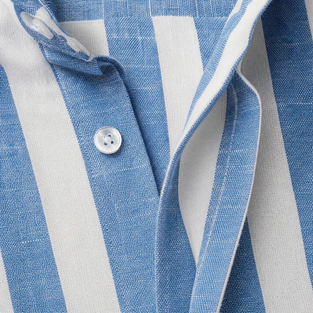 Chemise à manches courtes à rayures vintage - close-up détail matière