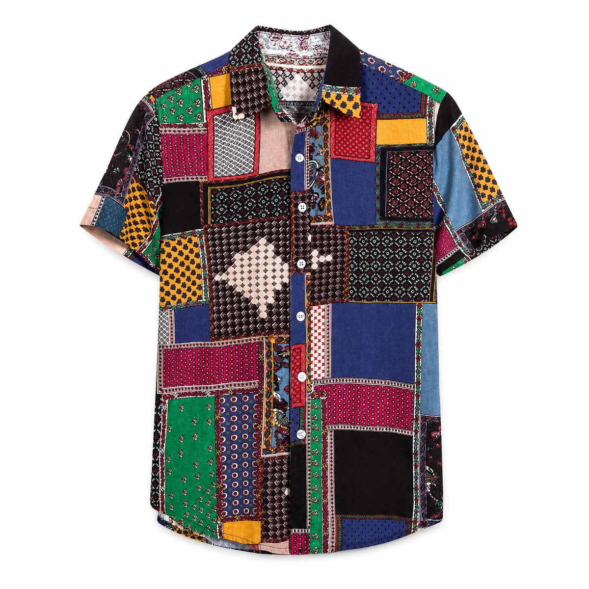 Chemise vintage à manches courtes à imprimé national - image principale