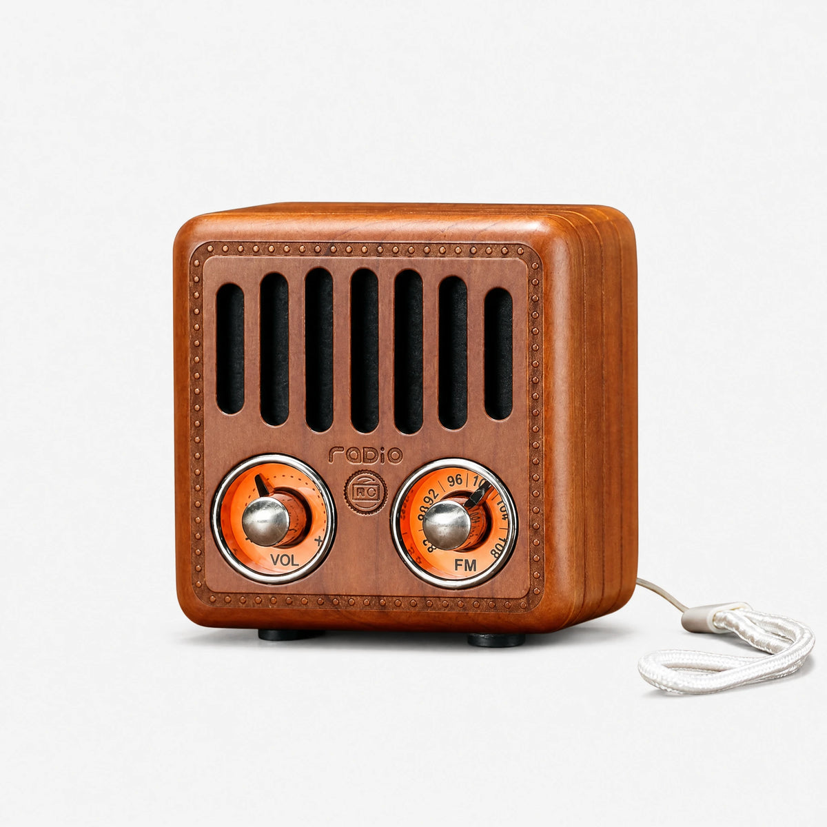 Enceinte Bluetooth Vintage Bois Format Radio Rétro - Merisier