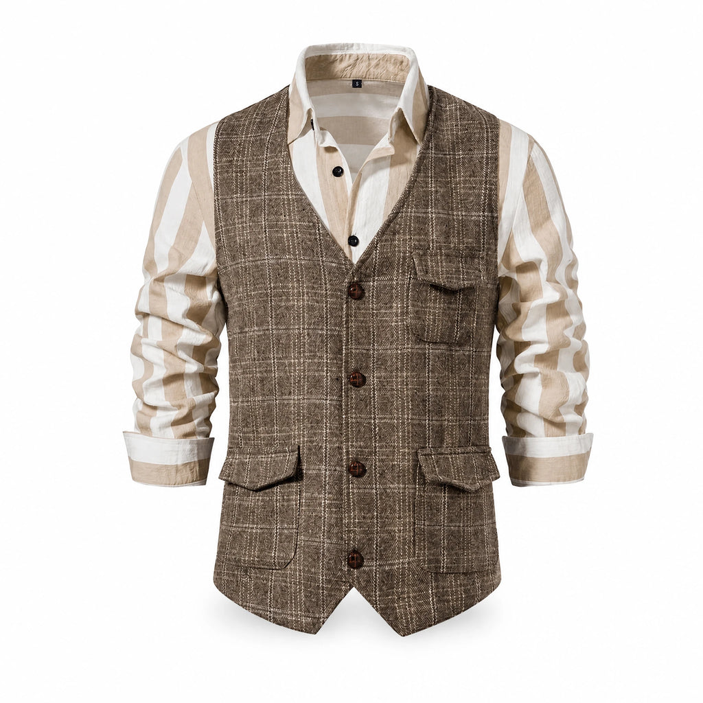 Gilet à carreaux tendance vintage pour homme - image principale