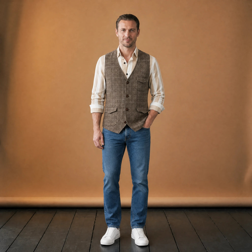 Gilet à carreaux tendance vintage pour homme - VETEMENT Studio HOMME