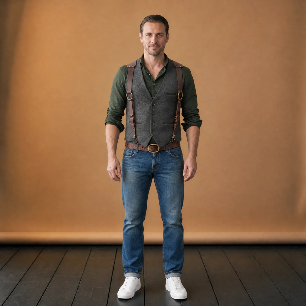 Gilet de costume à chevrons à col en V vintage - VETEMENT Studio HOMME