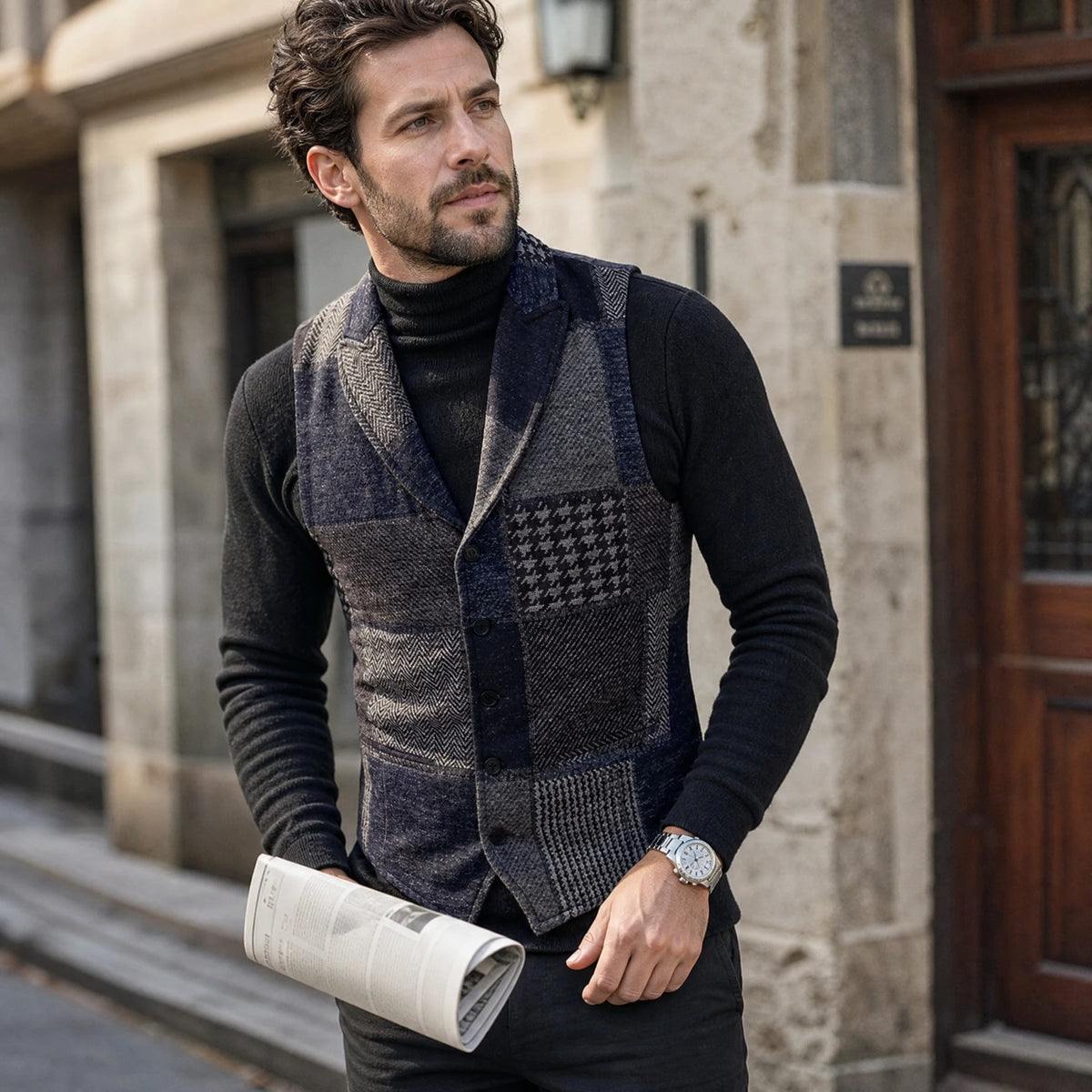 Gilet de costume slim color block vintage - Utilisation GLOBALE