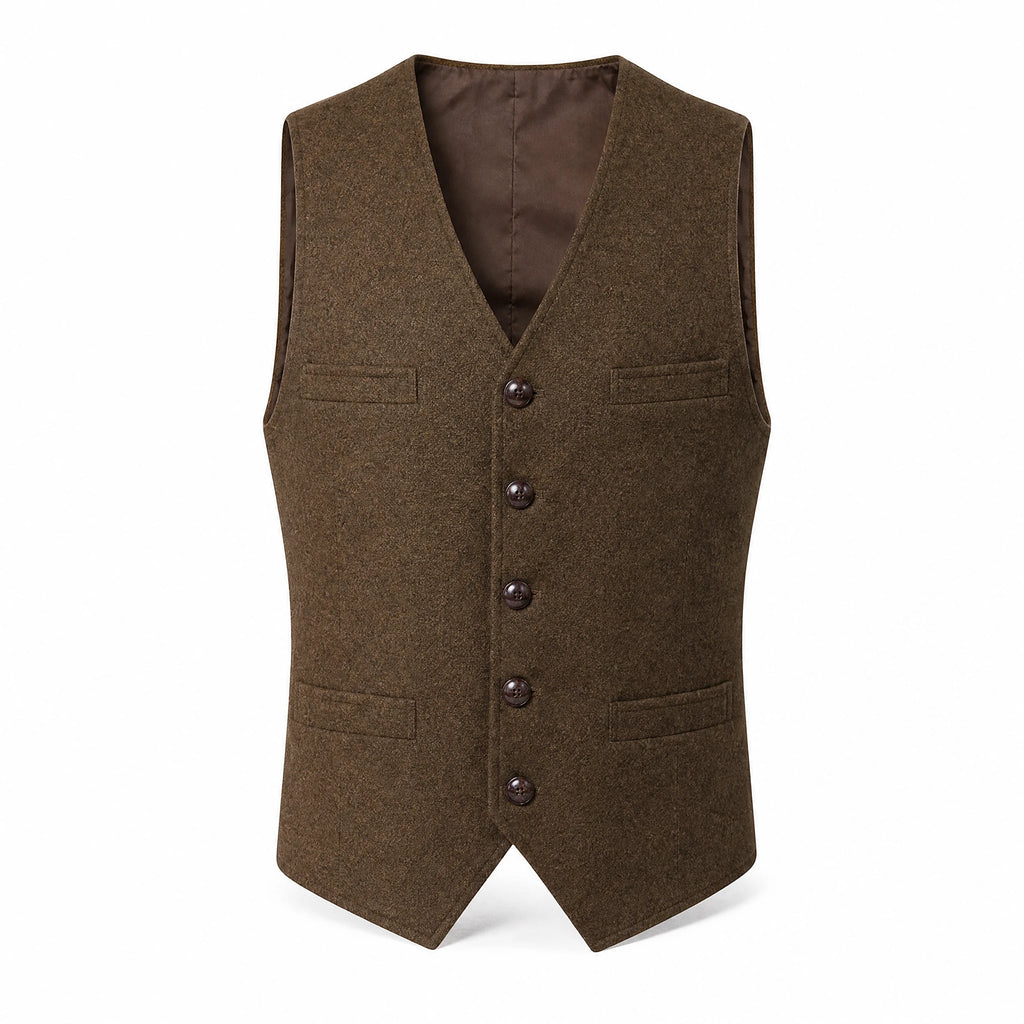 Gilet de costume vintage à col en V à chevrons - image principale