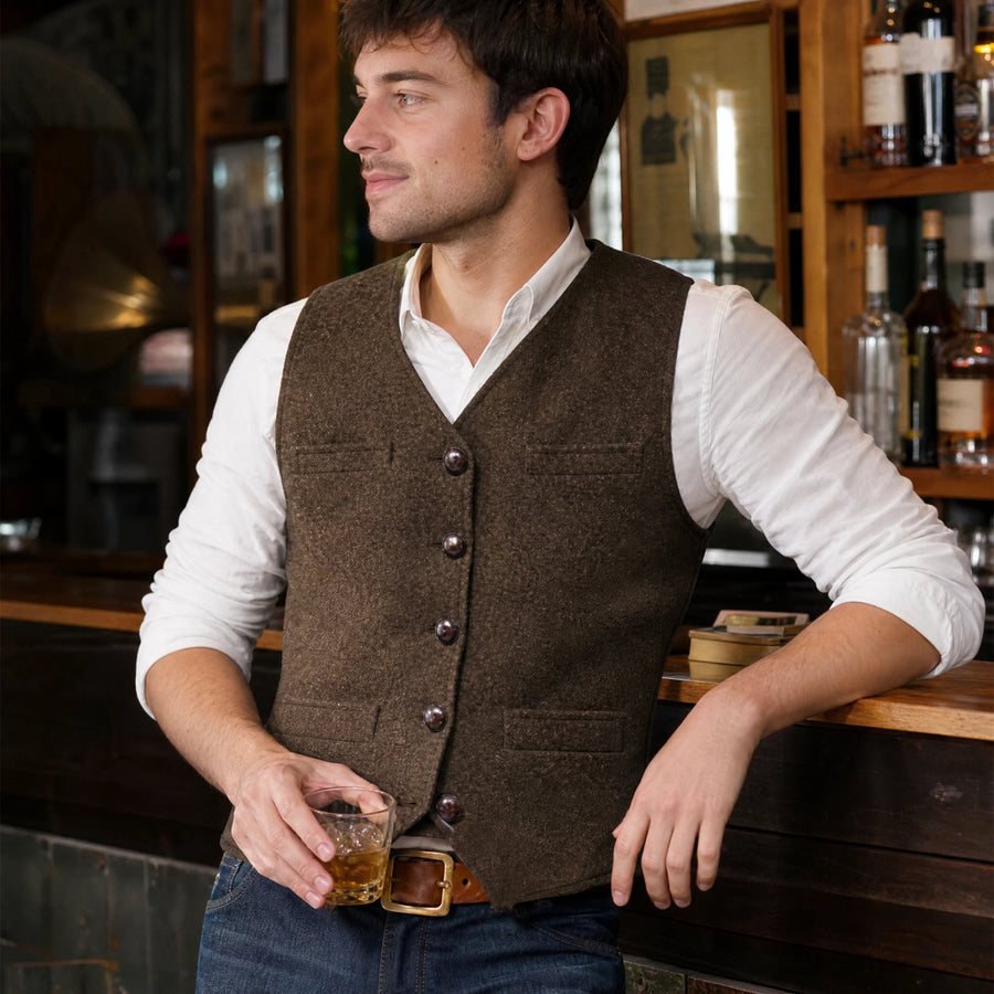 Gilet de costume vintage à col en V à chevrons - Utilisation GLOBALE