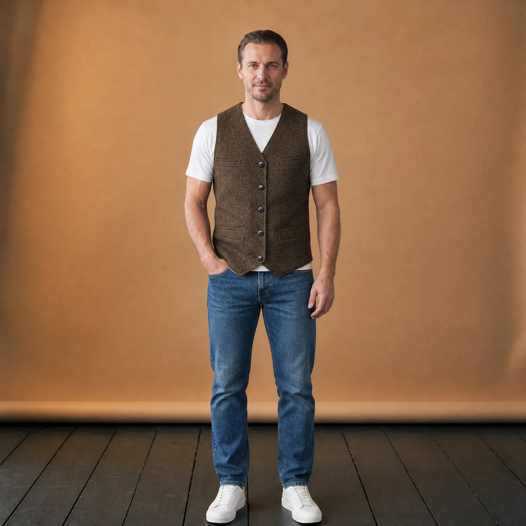 Gilet de costume vintage à col en V à chevrons - VETEMENT Studio HOMME