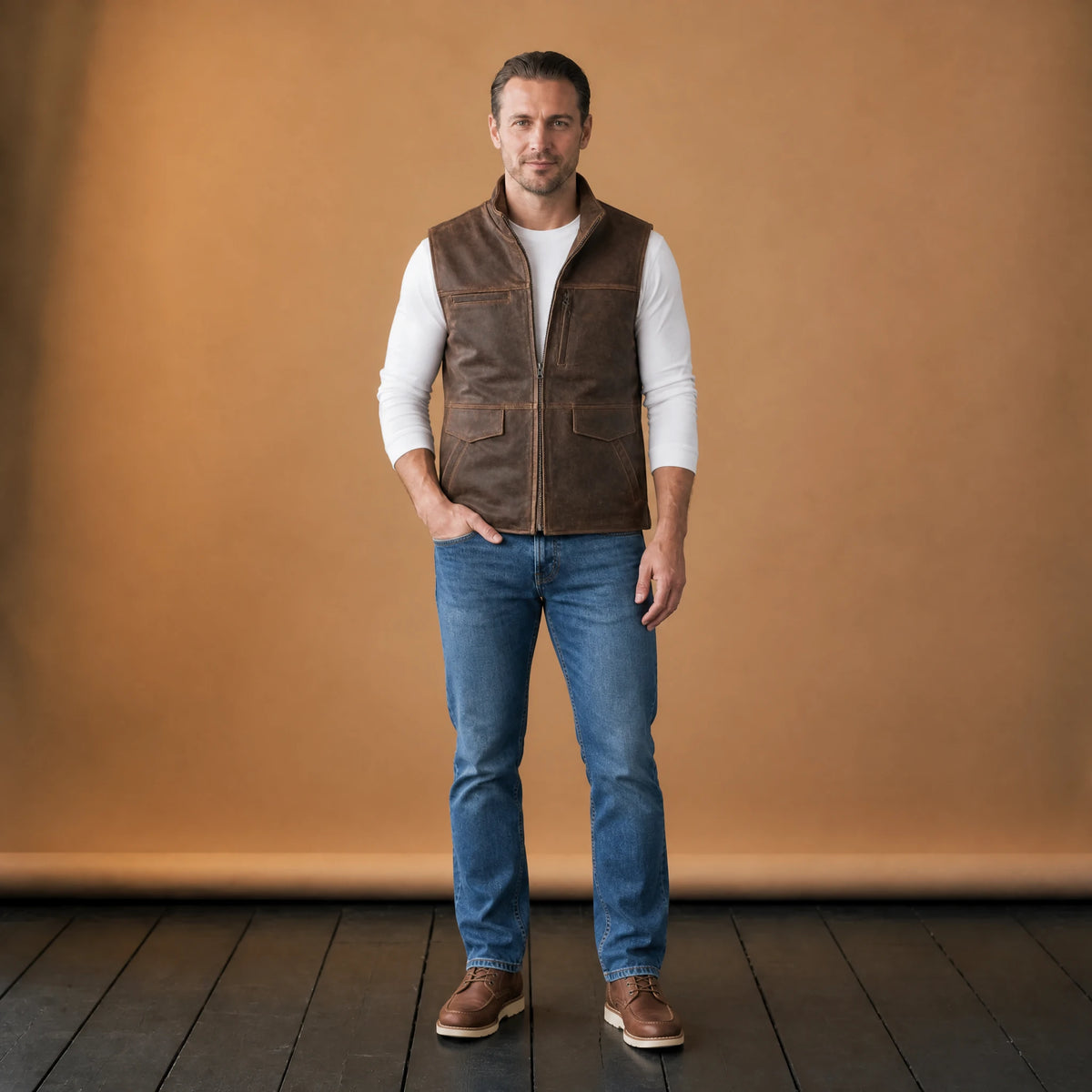 Gilet en Cuir Vintage pour Homme - VETEMENT Studio HOMME