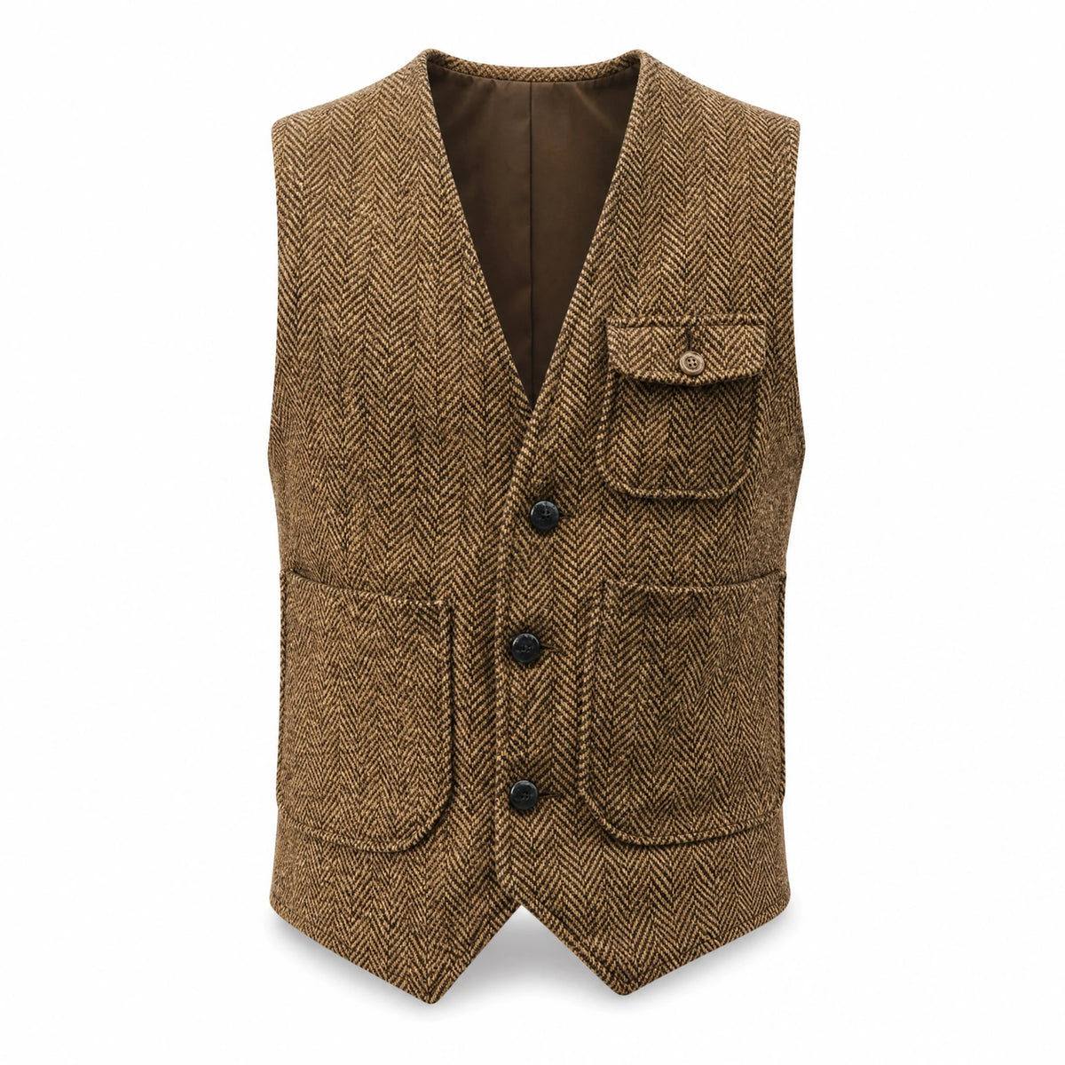 Gilet en tweed à boutonnage simple et col en V - image principale